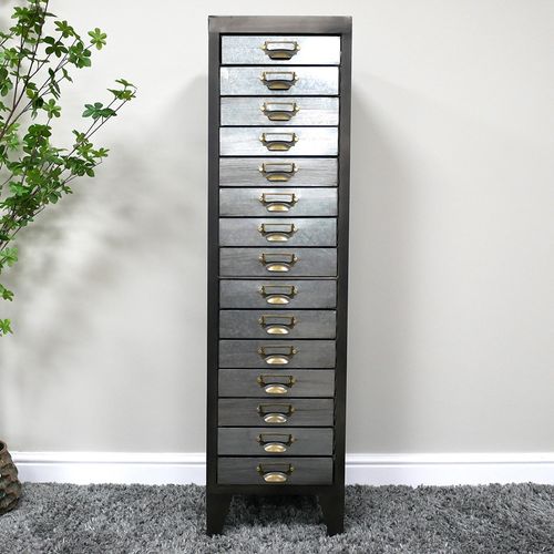 Storage Cabinet - Black and Grey - Multi Drawer - Metal
