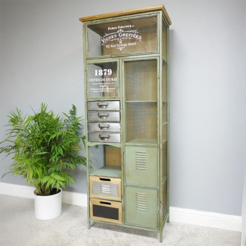 Tall Cabinet - Green Metal - Industrial