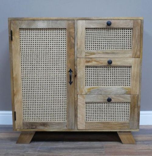 Storage Cabinet - Mango Wood and Rattan - Small