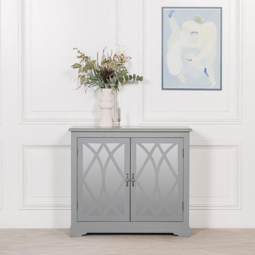 Grey Mirrored Cupboard - 2 Door