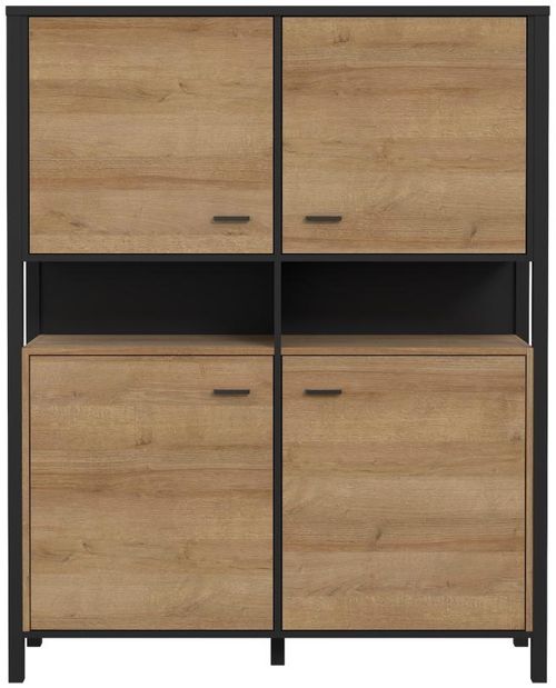 High Rock Oak Effect 4 Door Storage Cabinet