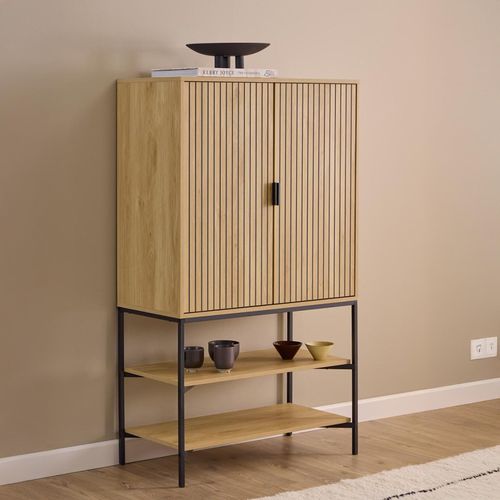 Jaipur Hall Cabinet - 2 Door - Fluted - Oak