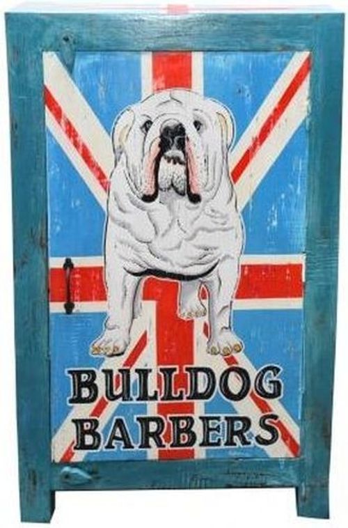 Kufri Hand Painted British Bulldog Narrow 1 Door Cabinet