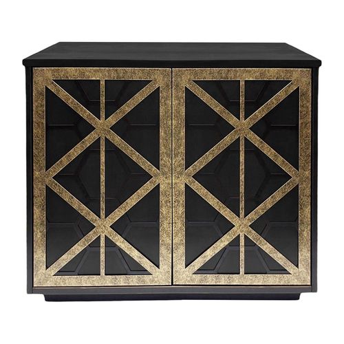 Reeno Storage Cabinet - Black Fretwork - 2 Door