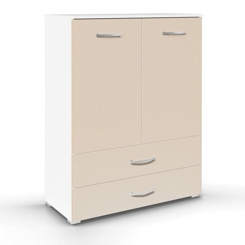 Rauch Aditio 2 Door Cupboard with 2 Bottom Drawer - Alpine White and Champagne