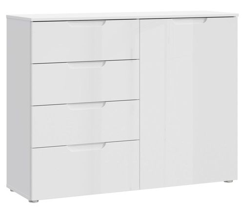 Sienna White Gloss 1 Door 4 Drawer Cabinet