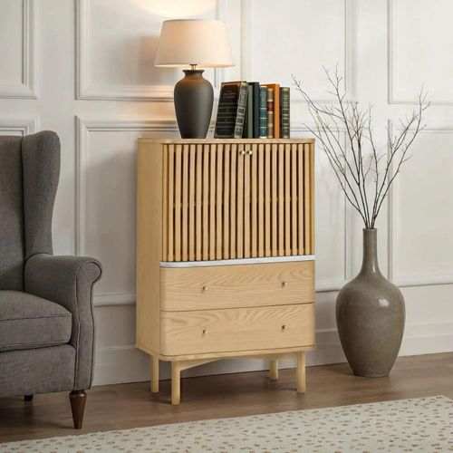 Soho Oak Cabinet - 2 Door - Slatted - White