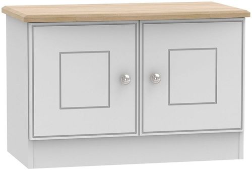 Victoria Grey and Riviera Oak 2 Door Low Cabinet