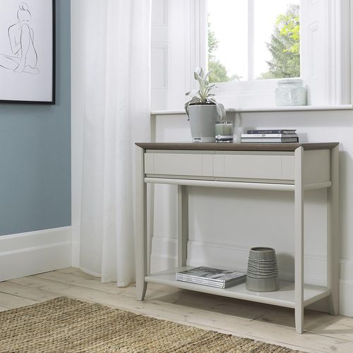 Bentley Designs Bergen Grey Washed Oak and Soft Grey Console Table with Drawer