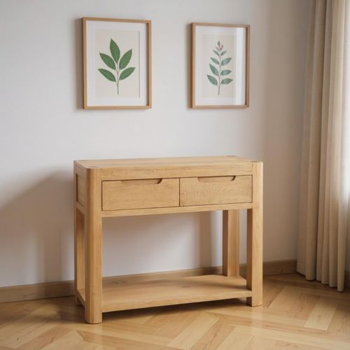 Carly Oak 2 Drawer Console Table