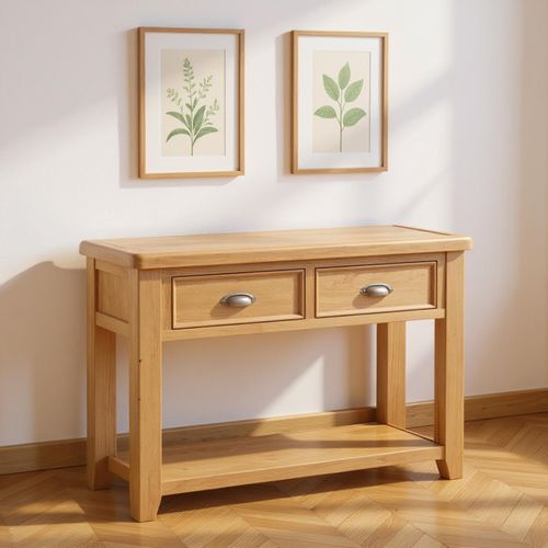 Janelle Rustic Oak 2 Drawer Console Table