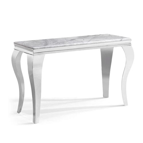 Louis Grey Marble and Chrome Console Table