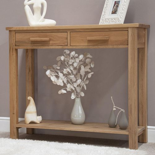 Mobel Oak 2 Drawer Console Table