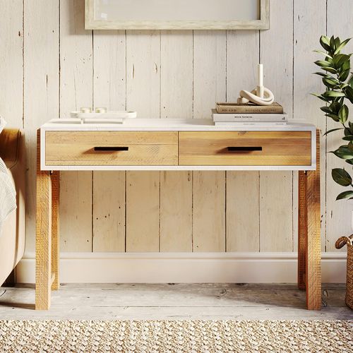 Trego Reclaimed Wood and White 2 Drawer Console Table
