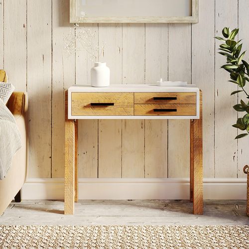 Trego Reclaimed Wood and White 3 Drawer Console Table