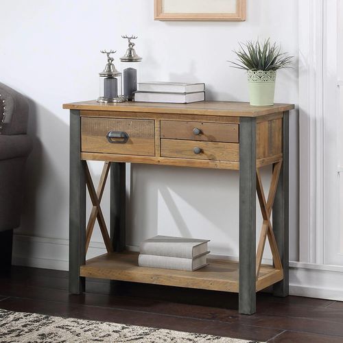 Urmston Elegance Reclaimed Wood 3 Drawer Console Table