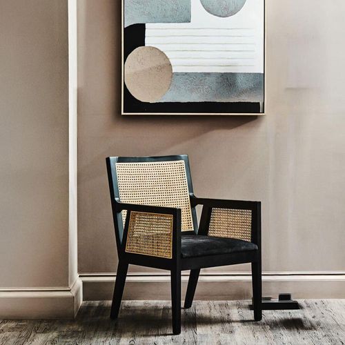 Corso Black Wood and Rattan Armchair