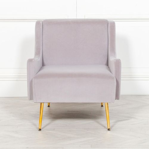 Grey Velvet Accent Armchair