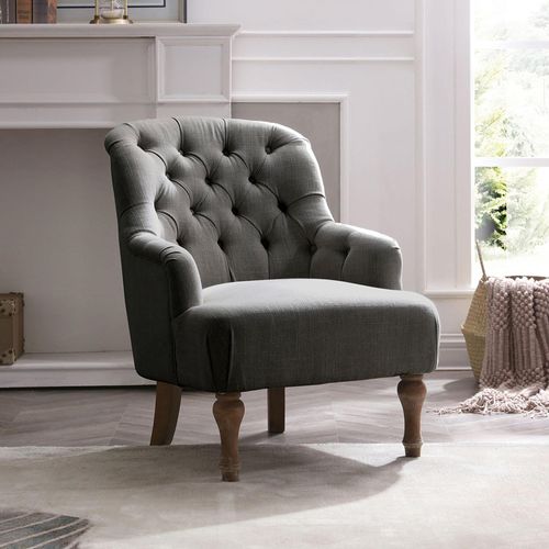 Bianca Antheia Charcoal Linen Fabric Armchair