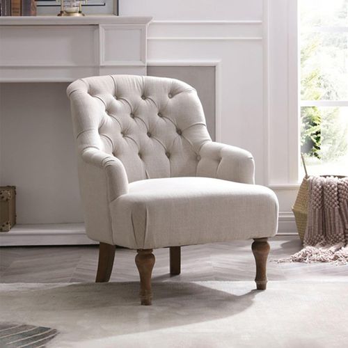Bianca Antheia Cream Linen Fabric Armchair