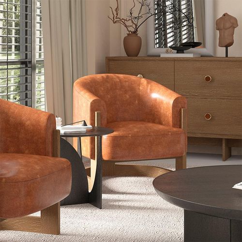 Lennox Tan Leather Tub Chair