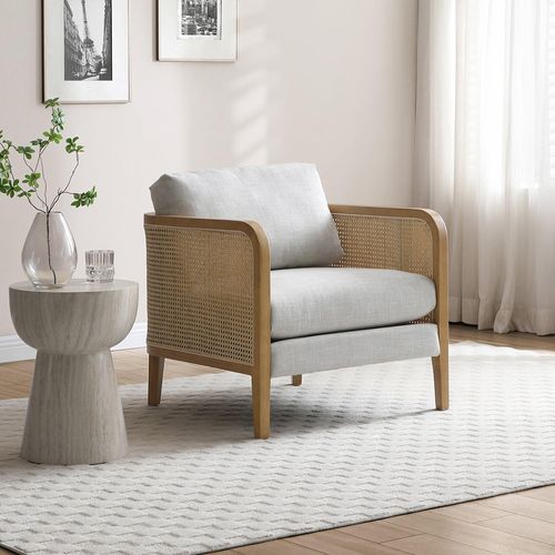 Mabel Antheia Textured Linen Grey Fabric Armchair