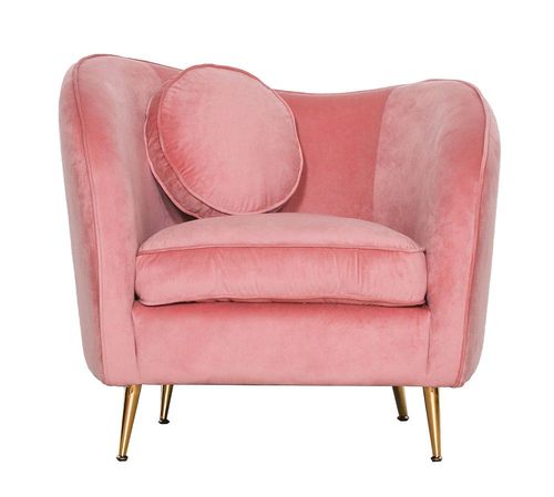 Pink Velvet Occasional Armchair with Cushion