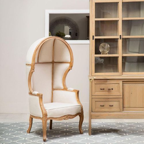 Cabra Dome Armchair - Cream Fabric with Wood Frame