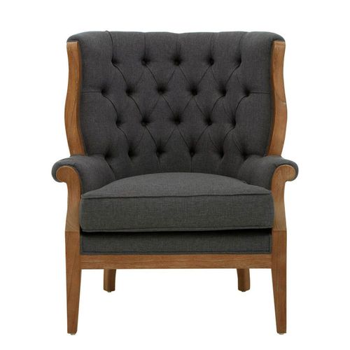 Cabra Armchair - Graphite Grey Fabric with Wood