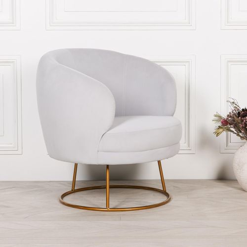 Deco Accent Chair - Light Grey Velvet