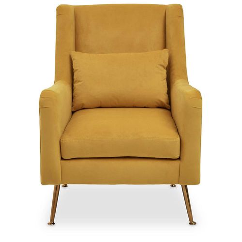 Doucet Armchair - Yellow Velvet Fabric with Gold Legs