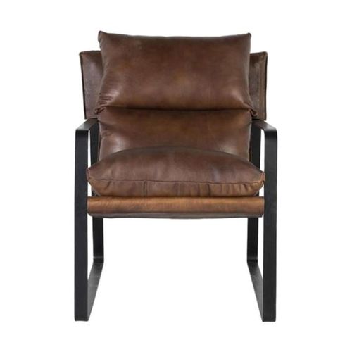 Dunmor Armchair - Brown Leather and Metal