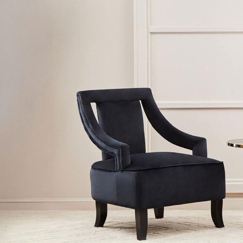 Faye Armchair - Black Velvet Fabric