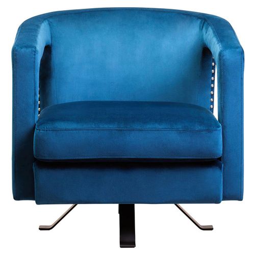 Hestia Armchair - Swivel - Blue Velvet Fabric