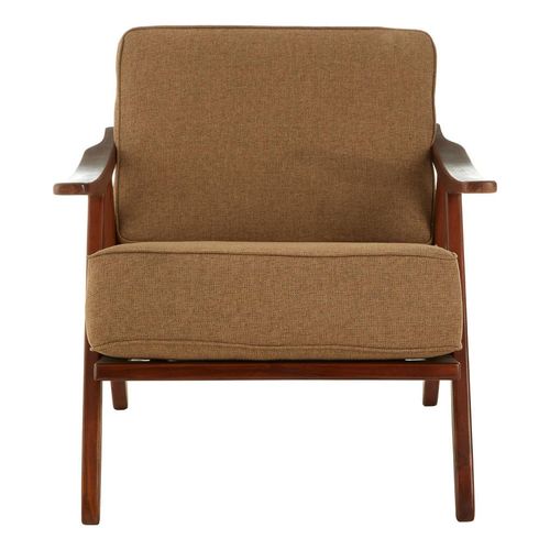 Kendari Armchair - Light Brown Fabric with Teak Wood