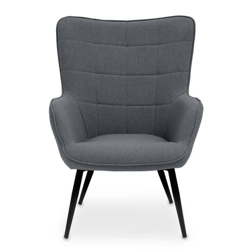 Stockholm Armchair - Grey Fabric with Black Metal Legs