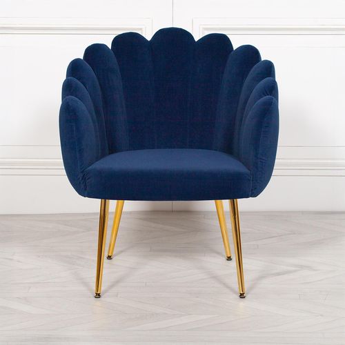 Arriba Occasional Chair - Blue Velvet - Scalloped
