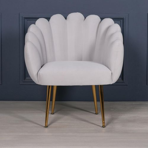 Arriba Occasional Chair - Light Grey Velvet - Scalloped