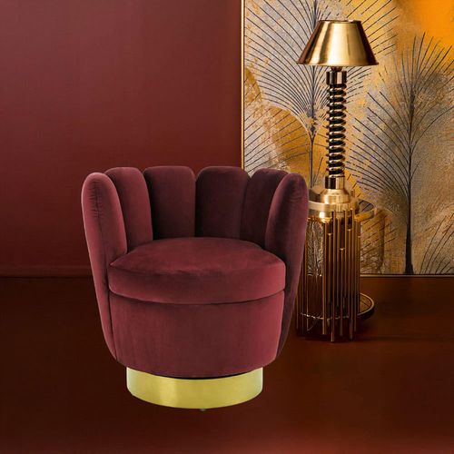 Beauly Accent Chair - Wine Velvet Fabric