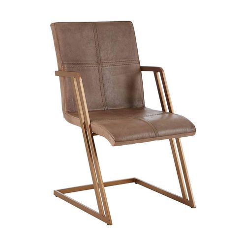 Buffalo Accent Chair - Swivel - Grey - Leather with Gold Metal
