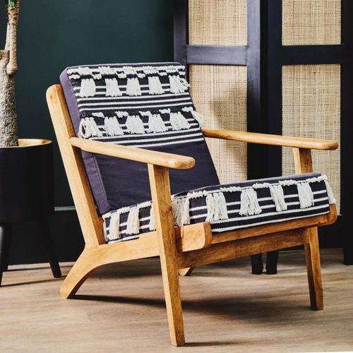 Cefena Lounge Chair - White and Black Fabric