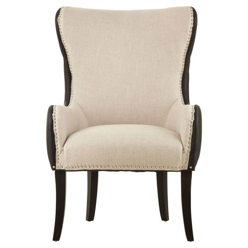 Doucet Chair - Beige Fabric with Black Faux Leather Back