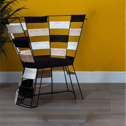 Fusion Accent Chair - Black and White Woven Bone Inlay