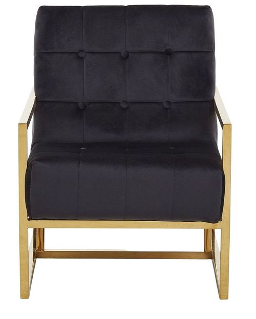 Hana Armchair - Black Velvet with Gold Frame