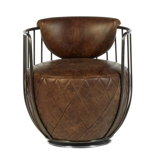Hoxton Swivel Chair - Brown Leather