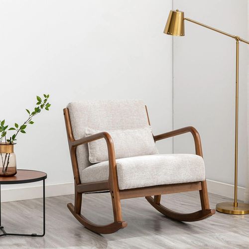 Inca Rocking Armchair - Natural Cream Fabric