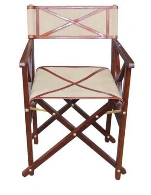 Mysore Hancrafted Canvas Cognac Director Chair