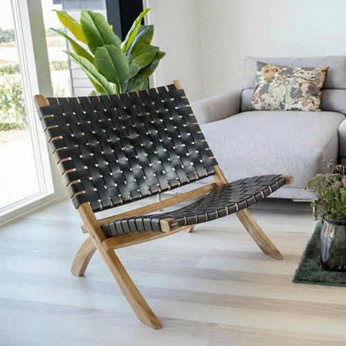 Perugia Folding Chair - Black Leather