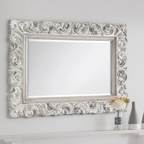Baroque Wall Mirror - Rectangular - White