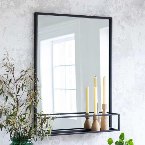 Sapperton Mirror with Shelf Black